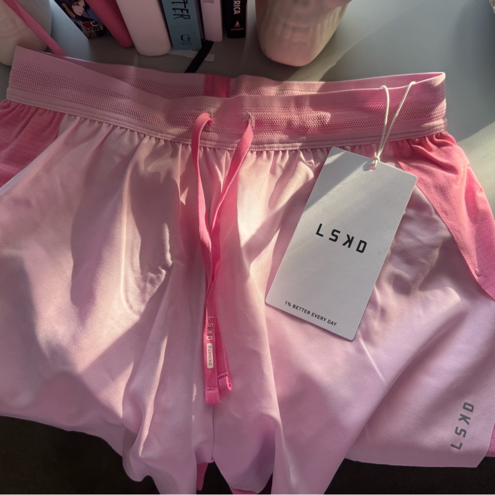 LSKD Women's High-Rise Pink Running Shorts